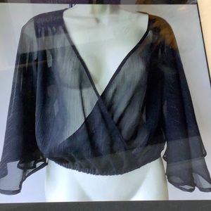 TOBI black silver threaded sheer shell s/p